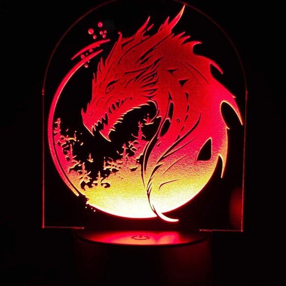 Color changing Dragon Light, acrylic engraved dragon night light - Picture 1 of 1